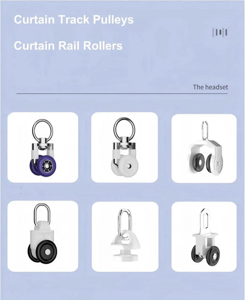 Heavy Duty Silent Curtain Track Gliders 20 Piece Pack Rock Solid Metal Pulleys in various designs for smooth operation.