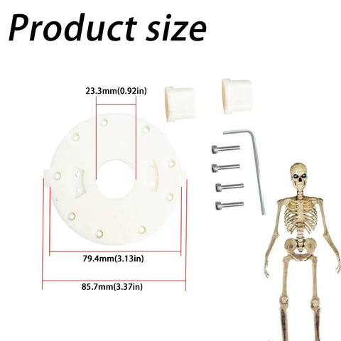 Rotating Arm Plate With Head Bracket Repair Kit For 12 Foot Giant Skeleton Replacement, including screws and measurements