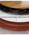 Layered view of Large Wooden Lazy Susan Plus Heavy Duty Teak Serving Tray With 360 Smooth Glide Kitchen Turntable Featuring Rounded Edges.