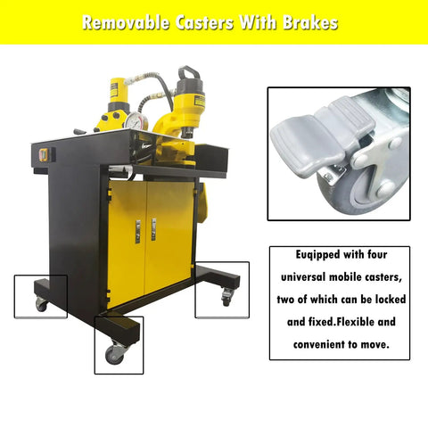 3 In 1 Hydraulic Busbar Cutter Bender Puncher Machine For Shearing Punching And Bending In Metalworking Projects on mobile cart