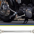 Chrome Shift Linkage Rod For Harley Sportster 2004-2022 Forward Control Shifter Linkage Upgrade Dope Ride Fits Iron 883 XL883 XL1200 showing chrome aluminum linkage rod on Harley Sportster forward controls