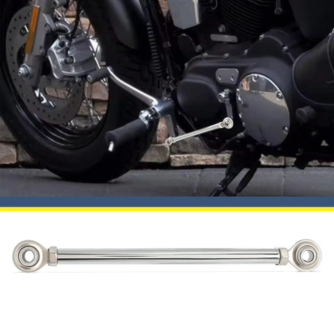 Chrome Shift Linkage Rod For Harley Sportster 2004-2022 Forward Control Shifter Linkage Upgrade Dope Ride Fits Iron 883 XL883 XL1200 showing chrome aluminum linkage rod on Harley Sportster forward controls
