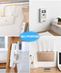 Four Pack Self Adhesive Power Strip Holders Wall Mount Brackets With Sixteen Cable Organizer Clips in use on various devices