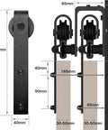 Heavy Duty Bypass Sliding Barn Door Hardware Kit For Low Ceiling Spaces, 12 Foot Double Track System Fits 72 Inch Wide Double Wooden Doors