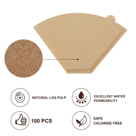 Eco Friendly Disposable Coffee Paper Filters, 100 Count Size Four Cone Replacement for Ninja Coffee Makers, biodegradable features