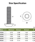 M6 X 12Mm Socket Cap Screws 100 Pack 10 Point 9 Grade Alloy Steel Kick Ass Strength specifications with size chart.