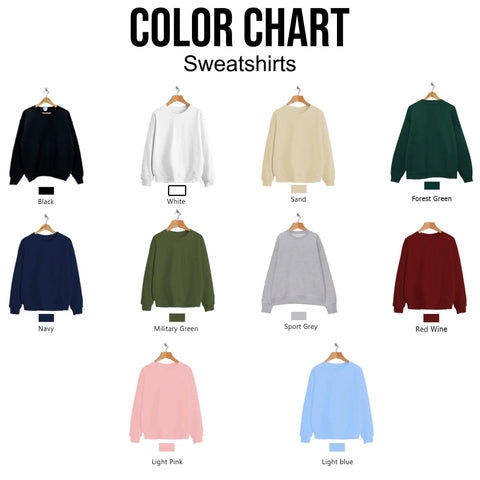 Color chart showcasing Custom Mechanic Embroidered Sweatshirt With Personalized Name On Sleeve in various colors.