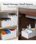 Versatile Big Capacity Heavy Duty Stackable Storage Bins Open Top Space Saving Closet Organizer With Slick Zero Hassle Design For Bedroom Bathroom And Kitchen Game Changer, with organized spices and snacks.