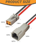 12 AWG 2 Pin DTP Connector 2 Way Waterproof Automotive Electrical Connectors with product size dimensions