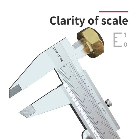 Vernier Caliper Dual Reading Scale 0-6 Inches And 0-150mm Metal Gauge Tool measuring a bolt, close-up of the scale