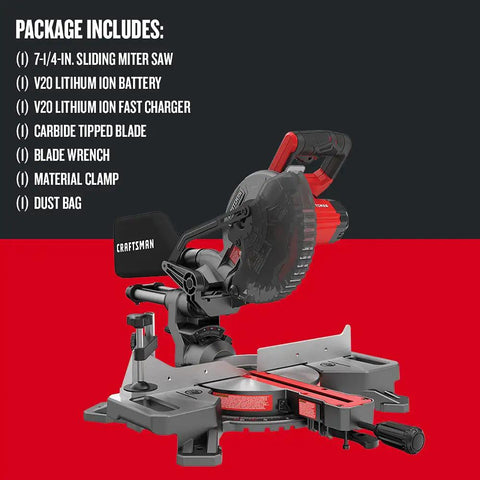 V20 Cordless Sliding Miter Saw 7 1 4 Inch With Single Bevel Includes Battery And Charger 3800 RPM Motor For Fast Clean Cuts Through Lumber Hardwood Trim And Baseboard Built Heavy Duty For Beast Mode Woodwork