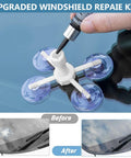 Applying Windshield Chip And Crack Repair Kit, 2 Piece Car Glass Repair Set With Nano Fluid on a windshield using vacuum tech