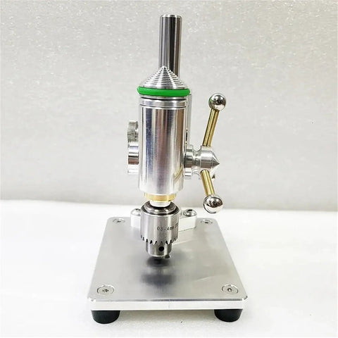 Compact Mini Bench Drill Press Precision Machine For DIY Projects, Watch Repair And Crafts with aluminum body and brass spindle.