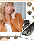 36 Piece Leather Snap Fasteners Kit With 18mm Snaps And Press Studs For Leather Craft Jackets Jeans Bags And Clothes Hidden Button Set shown on brown jacket with black shoes