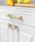 Champagne Bronze Cabinet Pulls 5 Inch Hole Center Drawer Pulls 10 Pack Durable Solid Zinc Alloy Cabinet Hardware installed in kitchen
