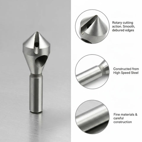 4-Piece HSS Deburring Tool Set For Metal Finishing And Chamfering Versatile Chamfer Cutter Kit For Hole Edges And Sheet Metal This Pro Grade Gear