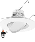 Totally Adjustable 5 6 Inch Led Retrofit Downlight Gimbal 1200 Lumens Bright As Day with mounting clips and socket.