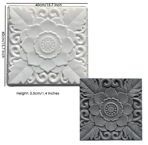 Lotus Square Concrete Molds For Walkways And Garden Paths, Easy To Use Reusable ABS Plastic Paver Molds For DIY Hardscaping