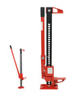 Heavy Duty Off Road Farm Jack 60 Inch 6600 Lbs All Fit Tall Utility Jack shown upright with adjustable red and black frame