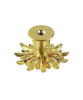 Side view of gold flower-shaped drawer knob, 45mm diameter, zinc alloy with three dimensional petal design.