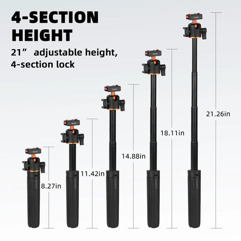 4-section telescopic view of 21 Inch Grab And Go Portable Selfie Stick Tripod With Quick Release Magnetic Lock For X5 Ace Pro 2
