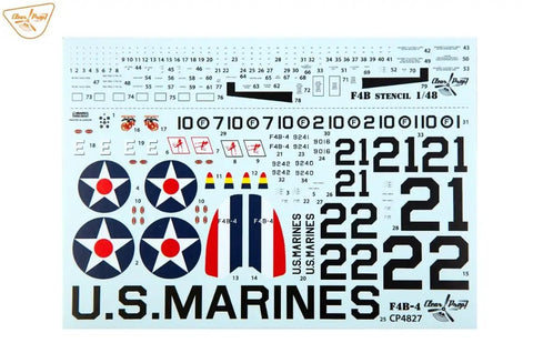 Decal sheet for One Forty Eight Scale F4B Four US Marines Aircraft Model Kit Replica New In Box Grey No Glue Or Paint Included