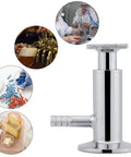 Front view of 2-inch SUS304 stainless steel tri-clamp sampling valve with elliptic handle and ferrule