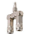 Two Way Air Manifold 3 Port Industrial Pneumatic Quick Connect Swivel Socket 360 Degree Hose Splitter Line Connector For Compressors And Air Tools In Home Garages And Pro Shops