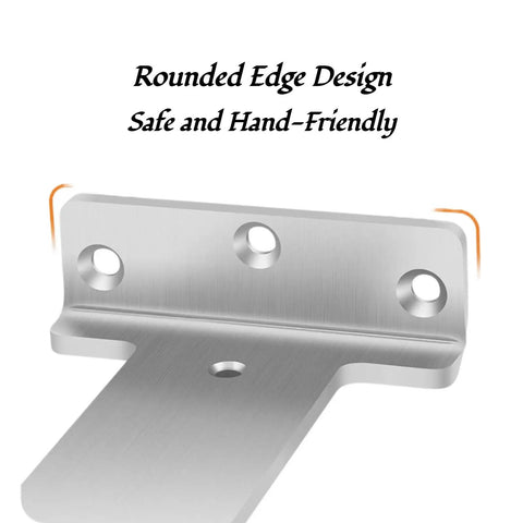 Heavy Duty Hidden L Brackets for Wood Shelves, Ultra Strong Support, showcasing rust proof metal and rounded edges for safety