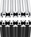 Close-up of Cool 20X20mm T-Slot Aluminum Extrusion Profile 4pcs Anodized Linear Rail, showing silver and black profiles.