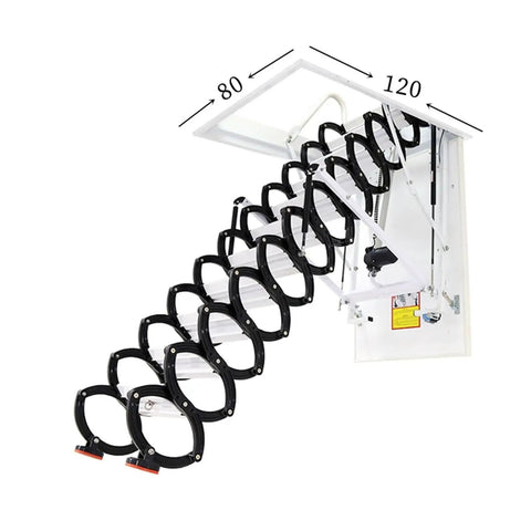 Smoother Than Butter Electric Attic Ladder Dead Simple One Button Lift Heavy Duty Aluminum Retracting Ceiling Stair with compact design