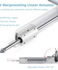 Reciprocating Linear Actuator For Quick Smooth Motion And A True Workhorse For Your DIY Projects DC 24V 120 RPM Adjustable Stroke 1.18 To 5.9 Inches Up To 40 Lbs Thrust With Power Control Adapter, aluminum body