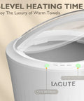 Close-up of Dope 20L Towel Warmer For Bathroom With 3 Level Timer Alarm RGB Light Auto Shut Off with open lid, showing controls.