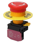 22Mm Red Mushroom Emergency Stop Button Switch Latching 1NC Normally Closed Safety Stop Switch 10A 660V IP54 With Yellow Ring