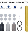 4500 Psi PCP Air Compressor Oil Water Filter With Slick Silver Release Valve Diving Separator And Odor Activated Carbon components