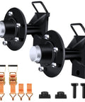 Heavy Duty Shipping Container Wheels With 8 X 6.5 Lug Kit For Industrial Cargo Rollers, black steel hub assembly with hardware.