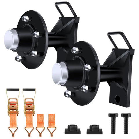 Heavy Duty Shipping Container Wheels With 8 X 6.5 Lug Kit For Industrial Cargo Rollers, black steel hub assembly with hardware.