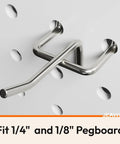 50 Pack 2 Inch Metal Pegboard Hooks Kit For One Eighth And One Quarter Inch Pegboard, Heavy Duty Stainless Steel, Rust Resistant