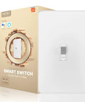 New Gen Smart Toggle Switch For Single Pole And 3 Way Lights, 2.4G WiFi, On Off Style, front view with packaging