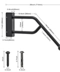 Heavy Duty Jamb Mount Iron Handrails For Indoor And Outdoor Steps Fully Welded Wall Plate 28 Inch Long By 1.3 Inch Diameter Supports Up To 500 Lbs Built For Seniors Durable Safety Grab Bar For Stairs with dimensions shown