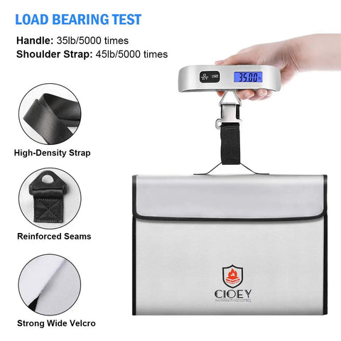 Load test for Heavy Duty Fireproof Document Bag For Home Use Insulated And Water Resistant Safe Box With Lockable Zipper.