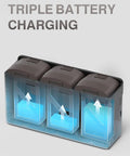 G30 Drone 3 In 1 Charging Dock showing triple battery charging slots, black and brown finish, compatible with UranHub G30 drones.