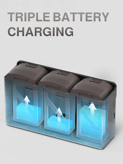 G30 Drone 3 In 1 Charging Dock showing triple battery charging slots, black and brown finish, compatible with UranHub G30 drones.