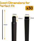 Exact dimensions of Thirty Pack Heavy Duty Wrought Iron Balusters 1/2 By 44 Inch, showing size and shape details.