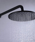 UMJIGF Black Thermostatic Shower System with Cold and Hot Water Wall Mounted Brass Shower Faucet, round shower head spouting water.