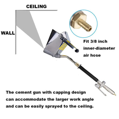 Diagram of Beast 4 Jet Plaster And Stucco Sprayer Pneumatic Cement Mortar Gun showing 3/8 inch air inlet for walls and ceilings.