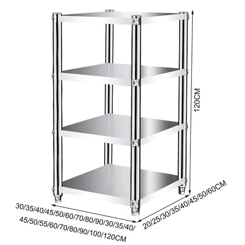 Top Grade Rust Proof Stainless Steel Shelving System With Four Tier Heavy Duty Storage Rack, 120CM, ideal for kitchen and garage.
