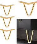 Beefy Heavy Duty Black Metal Furniture Feet Four Pack 10cm and 15cm V Shaped Two Fork Iron Bedside Table Legs on cabinet