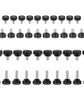 Knurled Threaded Thumb Screws Set M4 M5 M6 in 12 and 20mm Lengths Zinc Plated Silver and Black Finish for Machinery