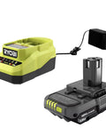 Ryobi 18V Cordless Hybrid Portable Fan Bundle With Seven And A Half Inch Blade 2.0 Ah Battery 18 Volt Charger In View